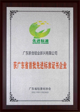 2021廣東省首批先進標準證書企業