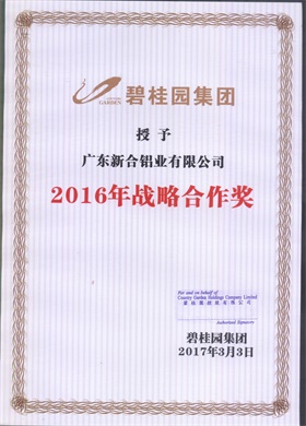 2016碧桂園戰略合作獎